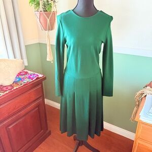 J. Crew Classic Long Sleeve Green Dress